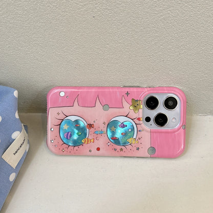 Cute & Childish Pink Hair Lilttle Girl Glittering Big Eyes Phone Case