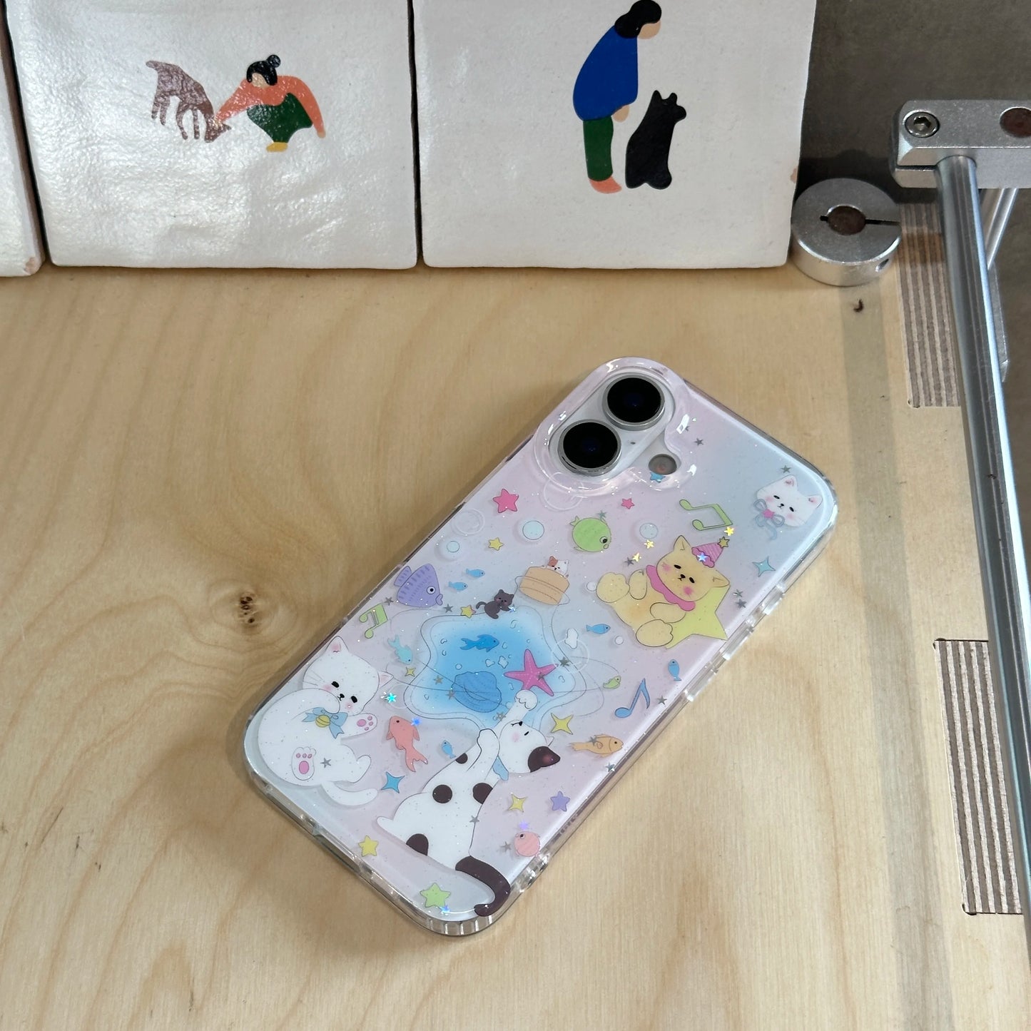 Adorable & Sweet Cartoon Cats & Fish Lovely & Magical Protective Phone Case