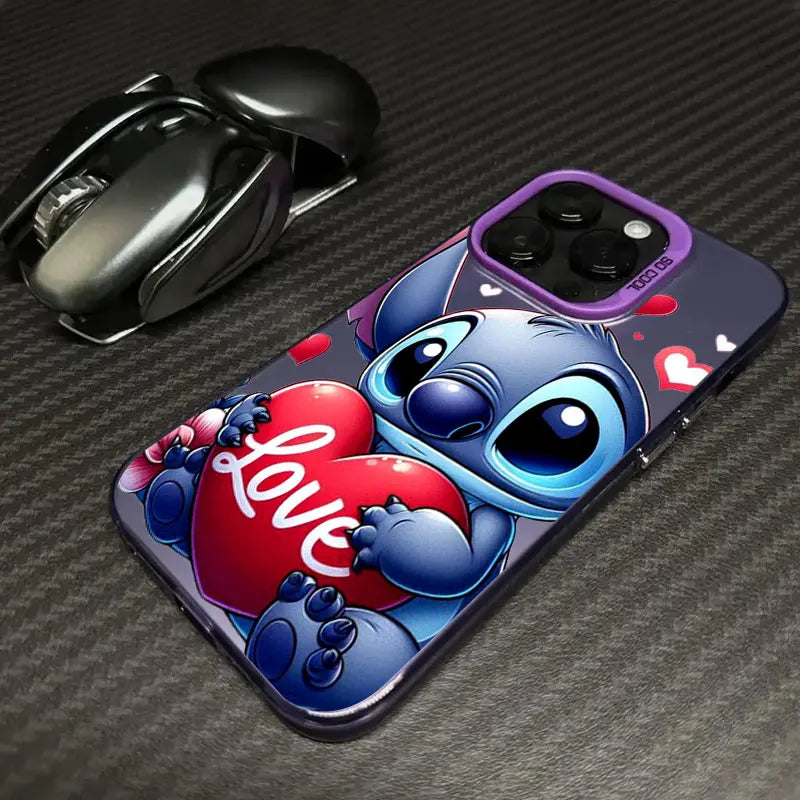 Disney Cute Stitch Flower Love Phone Case For iPhone