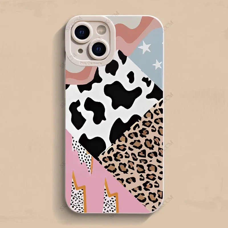 Creative Leopard Cow Silicone Phone Case For iPhone