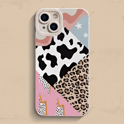 Creative Leopard Cow Silicone Phone Case For iPhone