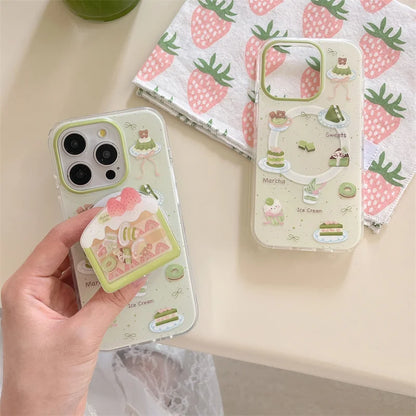 Cute Matcha Cake Magnetic Stand Phone Case