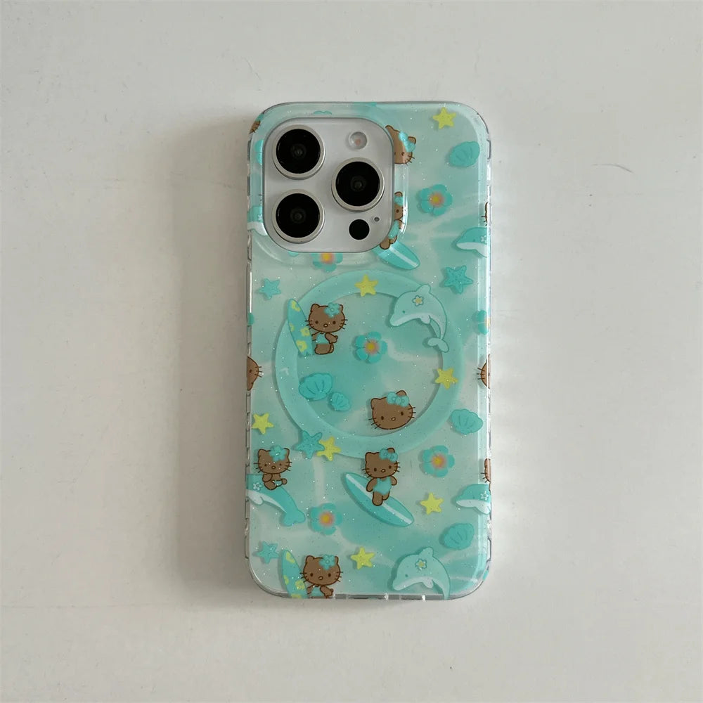 New Surf Dolphin Hello Kitty Luxury Stylish Cute Phone Case