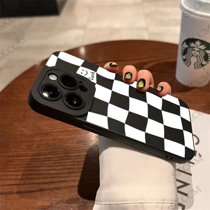 White Grid Phone Case For iPhone