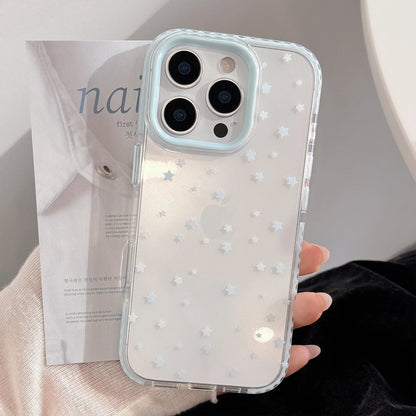 ins Korean Full Screen Blue Stars Pattern Phone Case For iPhone