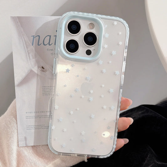 ins Korean Full Screen Blue Stars Pattern Phone Case For iPhone