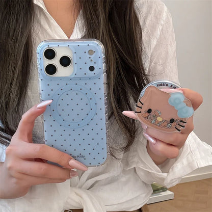 Korean Blue Polka Dot Magnetic Phone Cover For iPhone