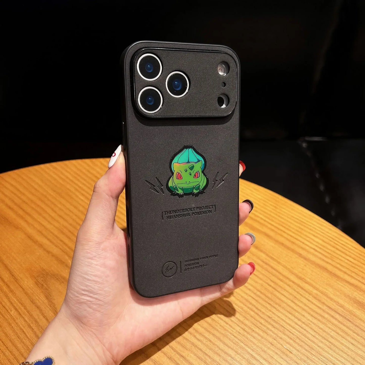 Anime Cartoon Bulbasaur Laser Leather Texture Phone Case For iPhone