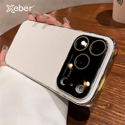 Original Litchi Leather Texture Phone Case For iPhone