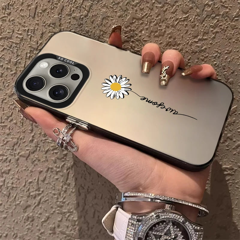 Sophisticated Black Floral Frosted Case For iPhone