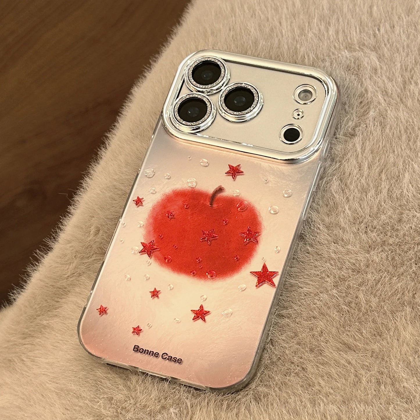 Korean Red Apple Stars Pattern Phone Case For iPhone