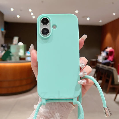 Crossbody Lanyard Matte Silicone Phone Case For iPhone