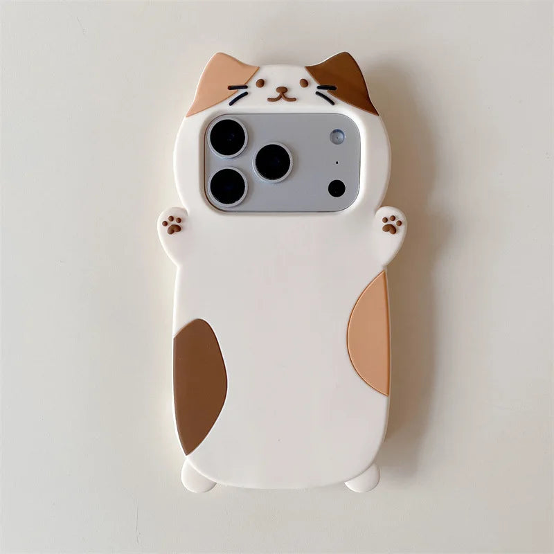 Korean 3D Cute Cartoon Cat Pattern Phone Case For iPhone