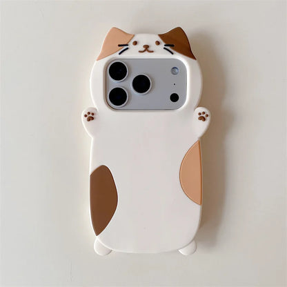 Korean 3D Cute Cartoon Cat Pattern Phone Case For iPhone