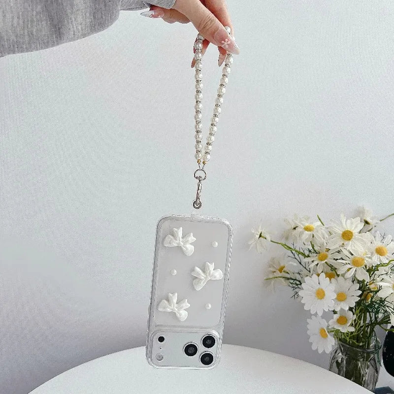 Cute White Bow Clear Phone Case For iPhone