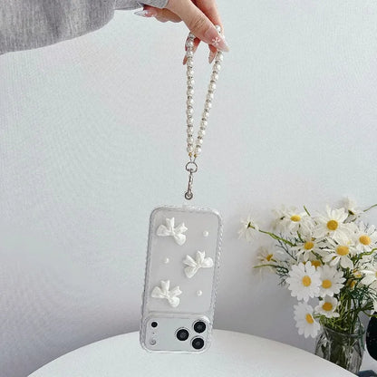 Cute White Bow Clear Phone Case For iPhone