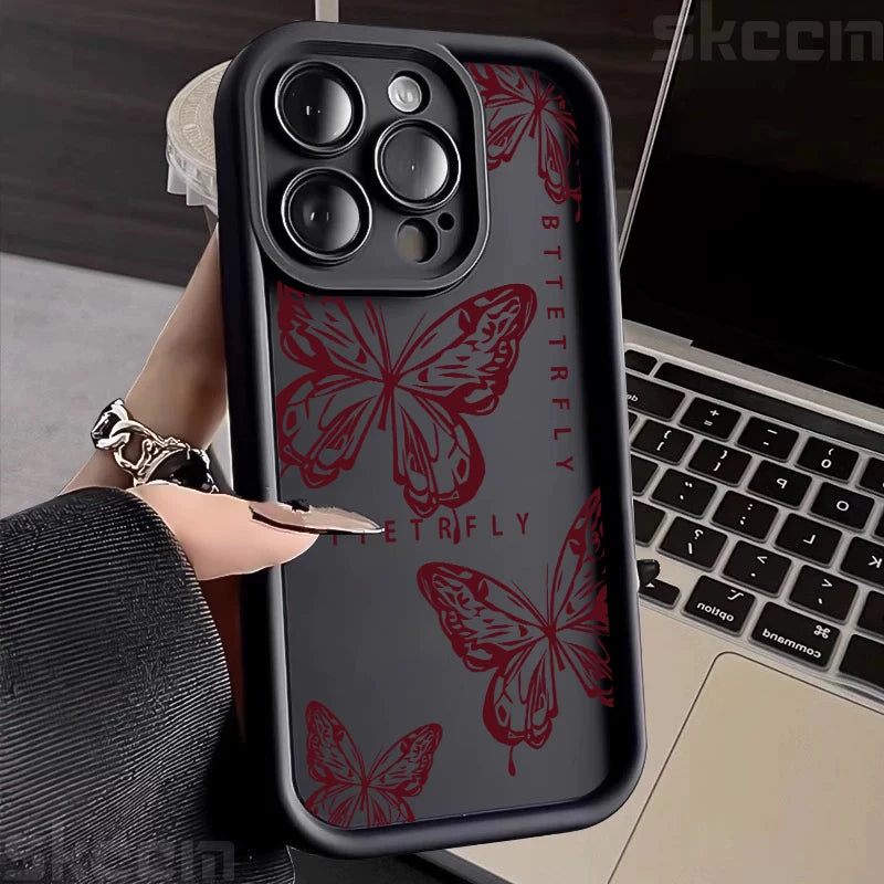 Pink Cute Butterfly Silicone Soft Phone Case For iPhone