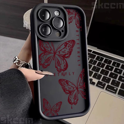 Pink Cute Butterfly Silicone Soft Phone Case For iPhone