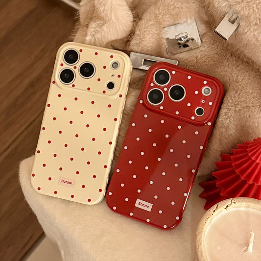 Korean Full Screen Polka Dots Soft Phone Case For iPhone