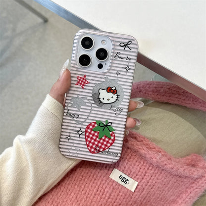 Cute Pink Strawberry Pattern Hello Kitty Cartoon Phone Case