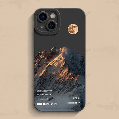Snow Mountain Sunrise Scenery Silicone Phone Case For iPhone