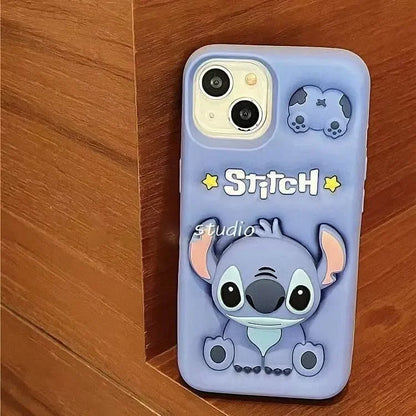 Cute Stitch Head Grip Tok Holder Silicon Soft Phone Case For iPhone