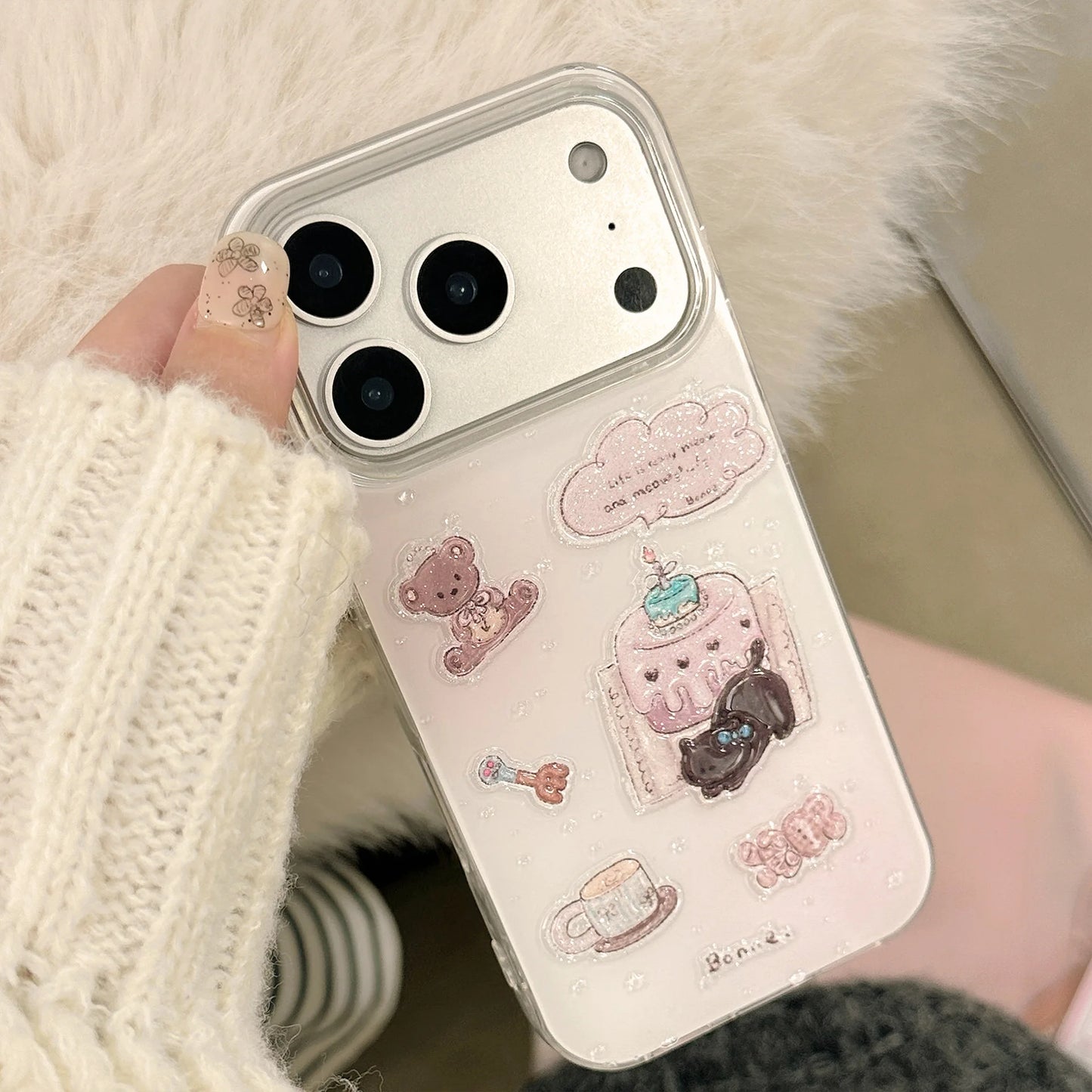 Korean Cartoon Glitter Phone Case For iPhone