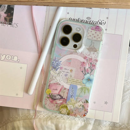 Cute Floral Bow Magnetic Stand Phone Case