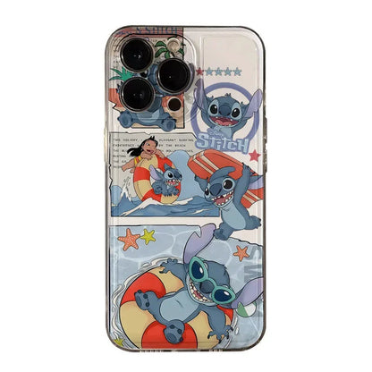 Stitch Swimming Naughty Glasses Beach Phone Case For iPhone