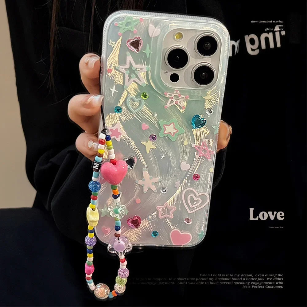 Colorful Stars Ins Shiny Bling Bling Shockproof  Shone Case For iPhone