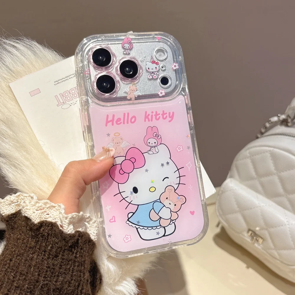 Luxury Cute Hugging Bear Hello Kitty Cat Soft Cover For iPhone