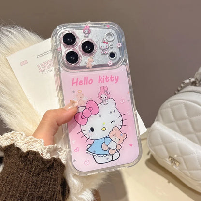 Luxury Cute Hugging Bear Hello Kitty Cat Soft Cover For iPhone