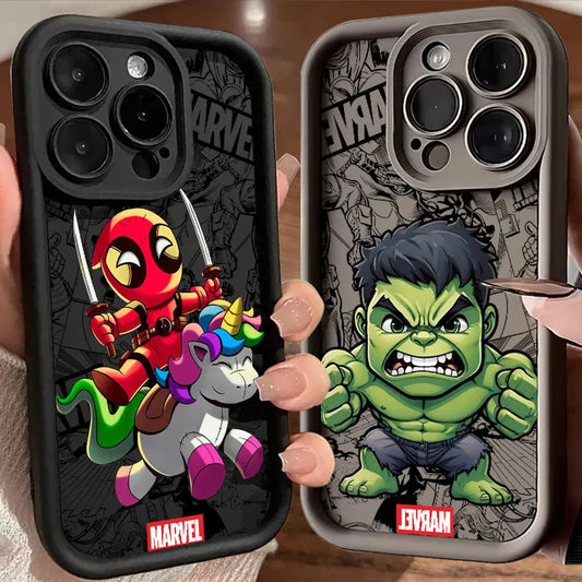 Funny Deadpool Hulk Cute Phone Case For iPhone