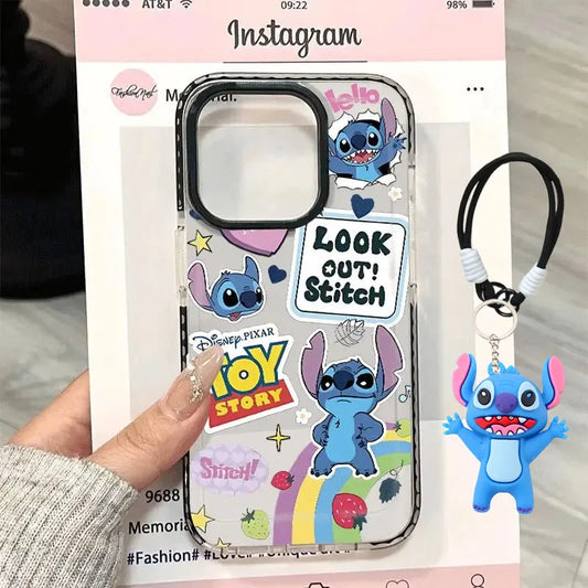 Look Out Stitch Rainbow Naughty Strap Phone Case For iPhone