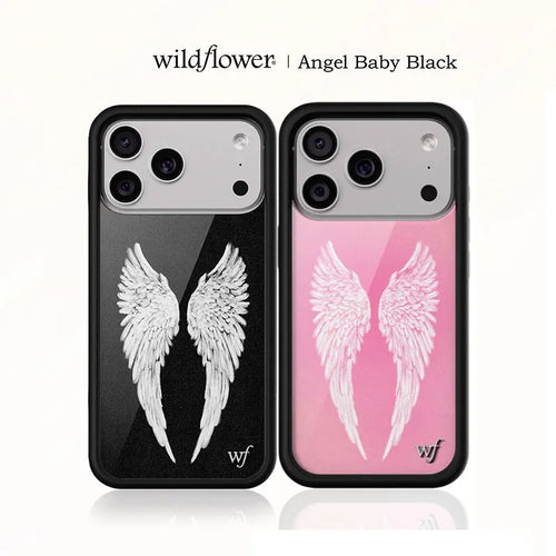 Wildflower Ins Angel Baby Black Phone Case For iPhone