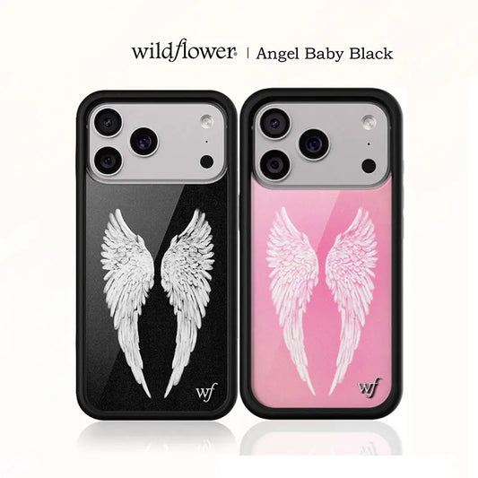 Wildflower Ins Angel Baby Black Phone Case For iPhone