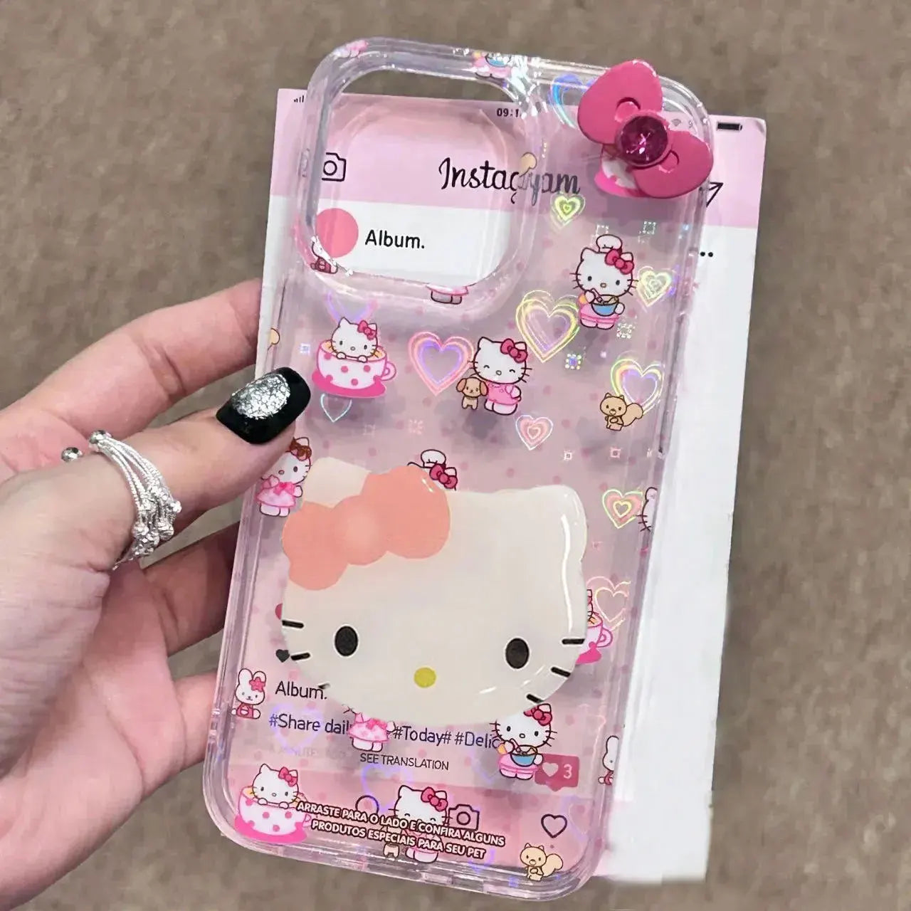 Sanrio Hello Kitty Bow Full Screen Phone Case For iPhone