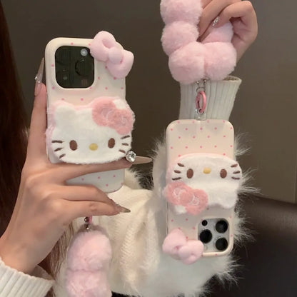 DIY New Kawaii Cat 3D Plush Shape Mobile Phone Case Suitable For iPhone