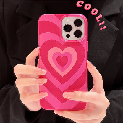 Cute Gradient Pink Sweet Love Heart Phone Case For iPhone