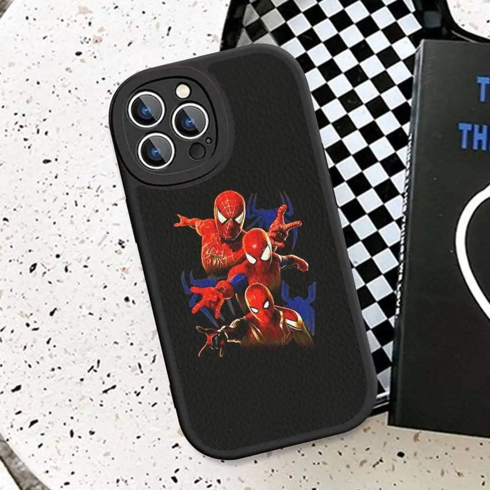Cartoon Groot Spiderman Phone Case Hard Leather For iPhone