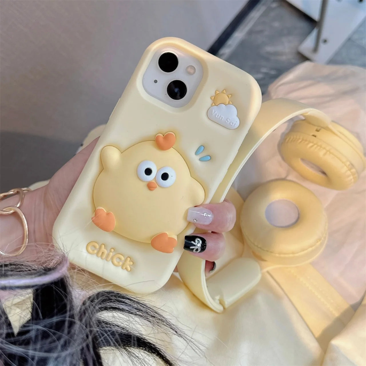 Special Stress Relief Silicone Anti-Drop Case For Bright Yellow Chickens Cartoon Cute For iPhone
