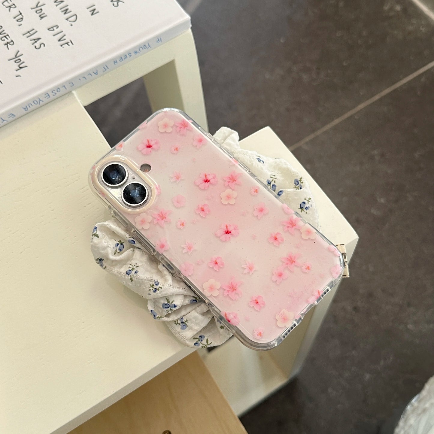 Adorable & Sweet Pink Cherry Blossom Prints with Beaded Chain Lovely Phone Case