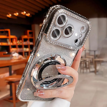 Luxury Plating Diamond Glitter Holder Stand Phone Case For iPhone