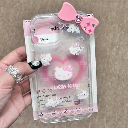 Hello Kitty Bow Full Screen Angel Phone Case For iPhone