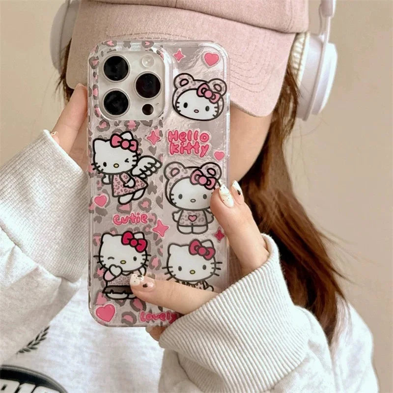 Y2k Sanrios Leopard Hellokitty Phone Case For iPhone