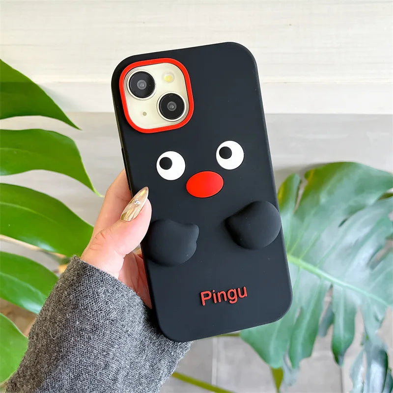 Kawaii 3D Cartoon Funny Penguin Phone Case For iPhone