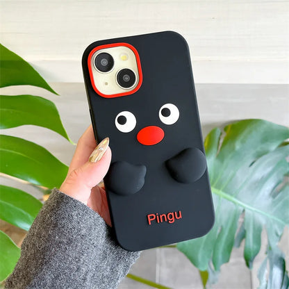 Kawaii 3D Cartoon Funny Penguin Phone Case For iPhone