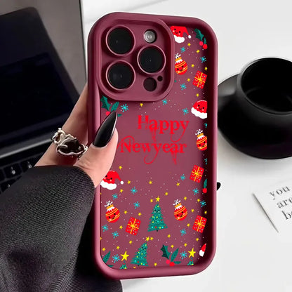 Merry Christmas Happy New Year Silicone Case For iPhone
