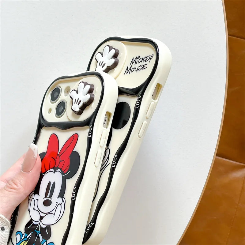 Cute Mickey Minnie Push Window Phone Case Compatible With iPhone