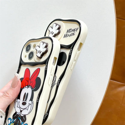Cute Mickey Minnie Push Window Phone Case Compatible With iPhone